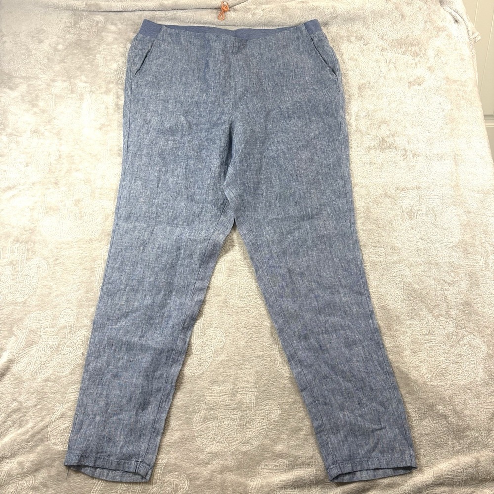 J.jill love linen chambray blue pull on pants sz Med NWOT casual Quiet Luxury